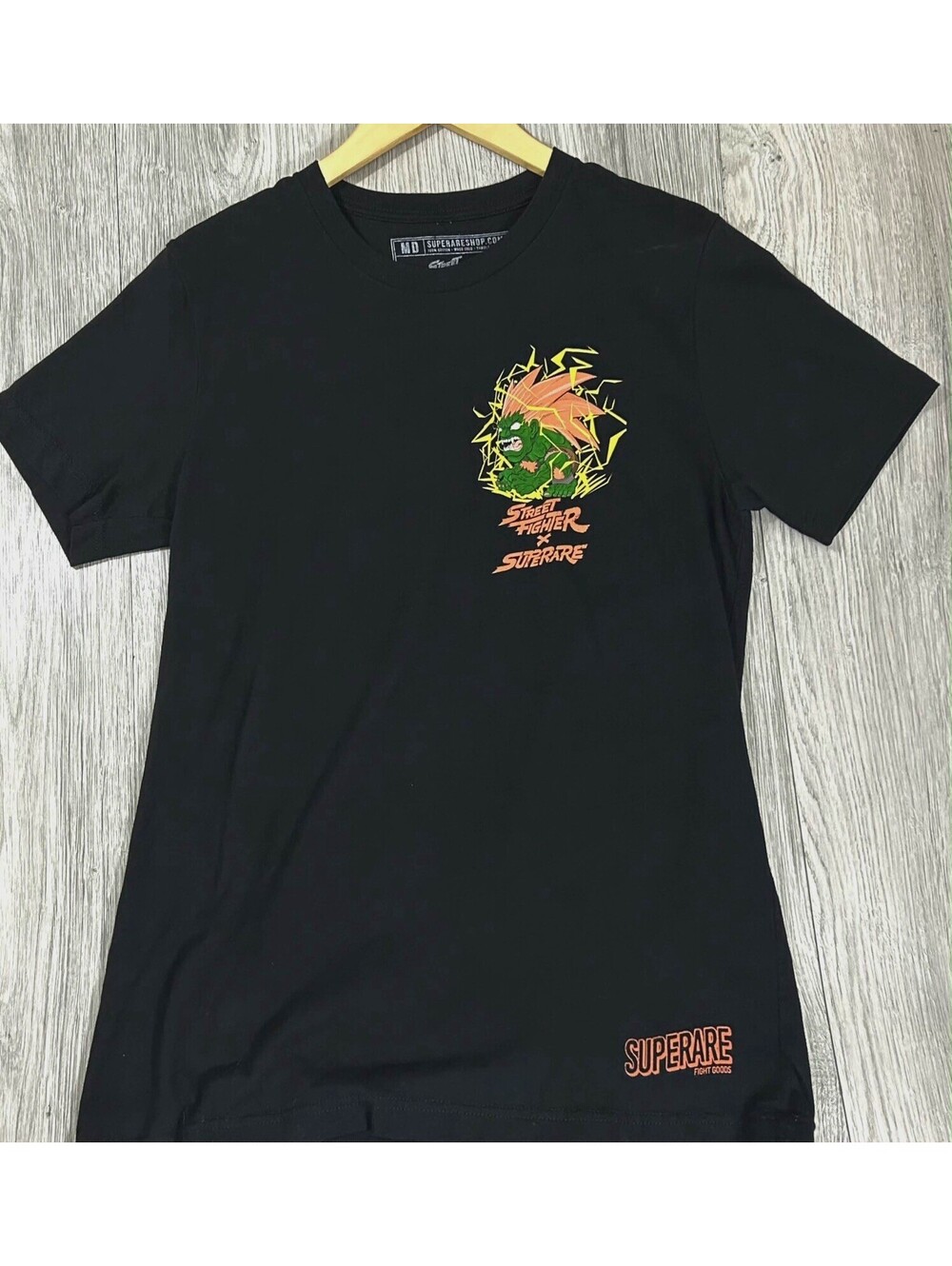 Superare Street Fighter Blanka High Voltage T Shirt Mens Medium Black #14